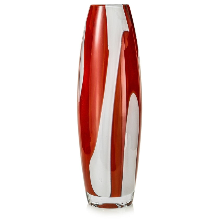 Ekskluzywny ręcznie robiony Wazon szklany na kwiaty czerwony HANDMADE 40cm