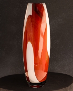 Ekskluzywny ręcznie robiony Wazon szklany na kwiaty czerwony HANDMADE 40cm