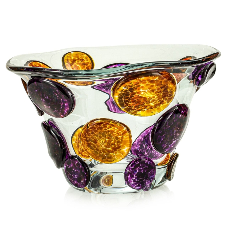 Ekskluzywny ręcznie robiony Wazon szklany na kwiaty kolorowy HANDMADE 17cm