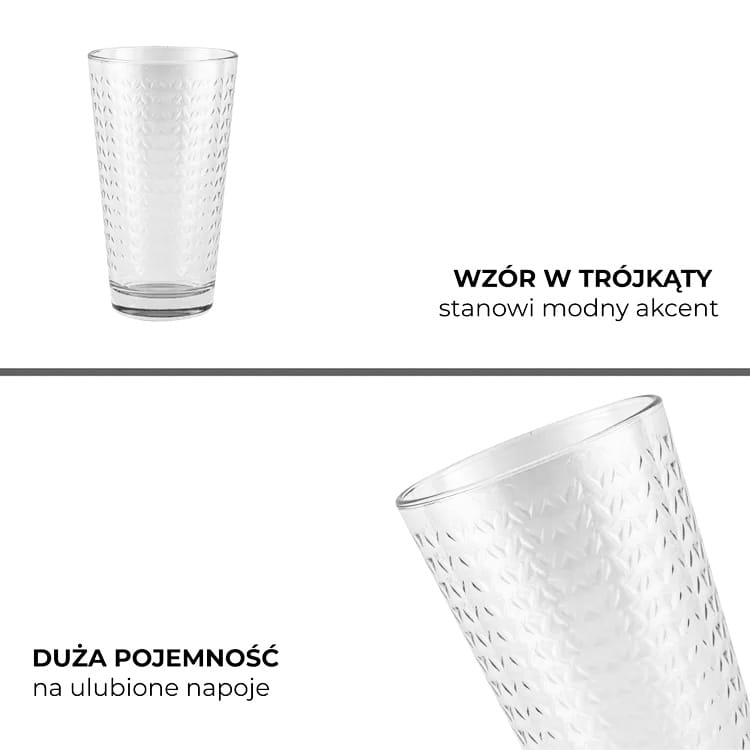 TG TURID Trójkąty ozdobne szklanki wysokie 360ml 6szt