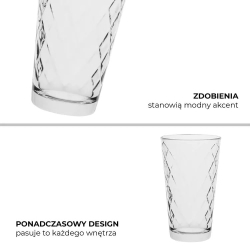 TG LOTTE Romby ozdobne szklanki wysokie 370ml 6szt