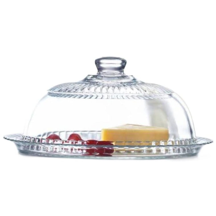 Szklana patera talerz z kloszem na tort ciasto owoce sery Luminarc ⌀ 32 cm