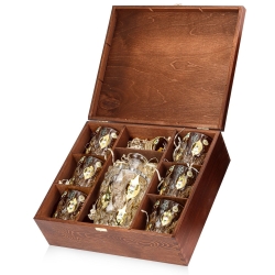 Ekskluzywny zestaw do whisky SAMBA Harmony GOLD 6+1 w skrzynce z GRAWEREM