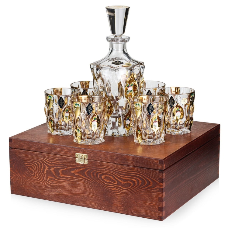 Ekskluzywny zestaw do whisky SAMBA Harmony GOLD 6+1 w skrzynce z GRAWEREM
