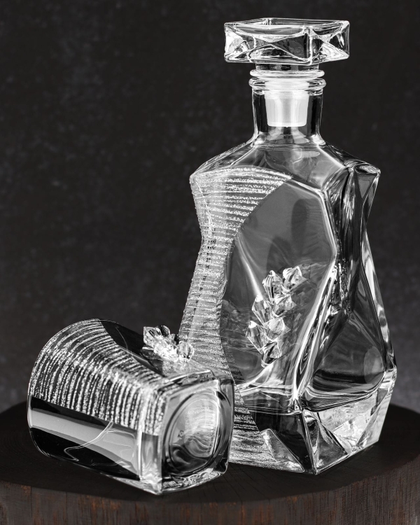 Ekskluzywny komplet do whisky stylizowany na Swarovski Glamour karafka 7K + szklanki 5K