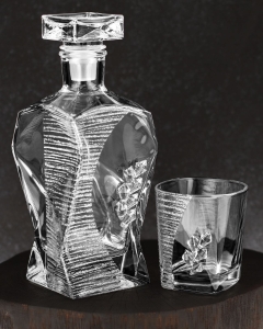 Ekskluzywny komplet do whisky stylizowany na Swarovski Glamour karafka 7K + szklanki 5K