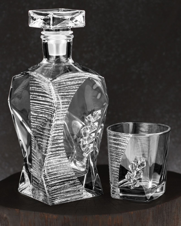 Ekskluzywny komplet do whisky stylizowany na Swarovski Glamour karafka 7K + szklanki 5K