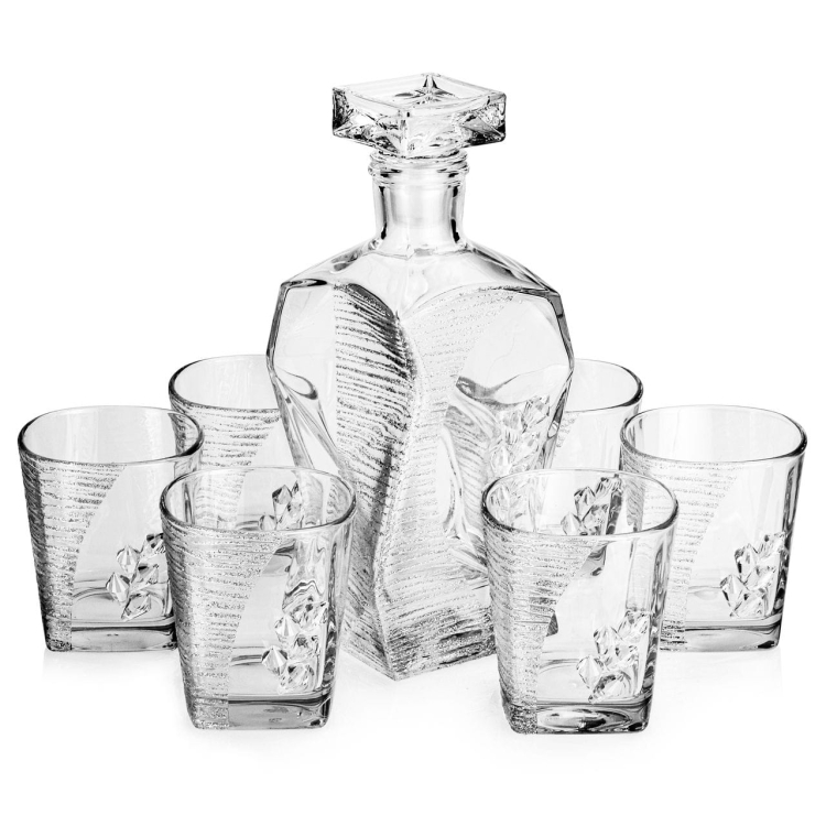 Ekskluzywny komplet do whisky stylizowany na Swarovski Glamour karafka 7K + szklanki 5K w skrzynce