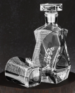 Ekskluzywny komplet do whisky stylizowany na Swarovski Glamour karafka 7K + szklanki 5K w skrzynce