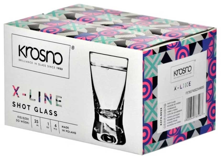 Kieliszki do wódki KROSNO Shot 25 ml | Basic | X-Line