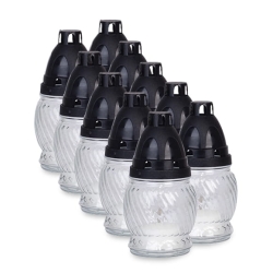 Znicze szklane bezbarwne Zniczplast 13 cm / ~6-8h / 25g - 10szt