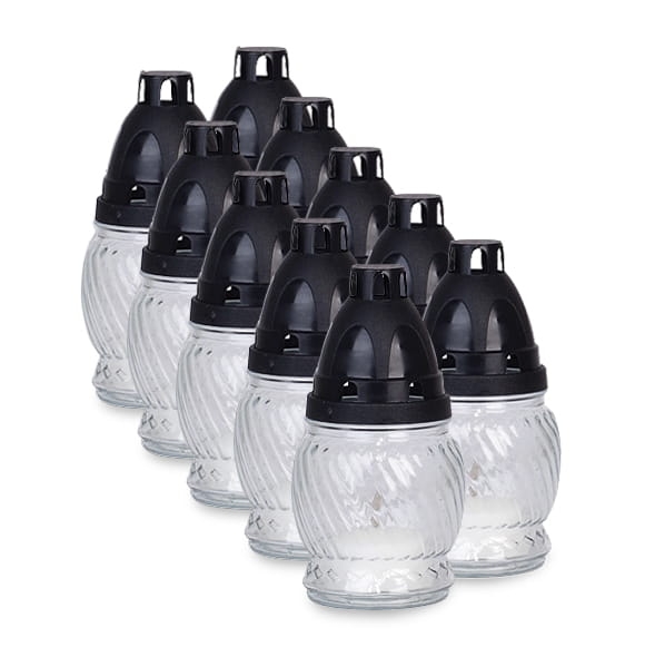 Znicze szklane bezbarwne Zniczplast 13 cm / ~6-8h / 25g - 10szt