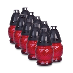 Znicze szklane czerwone Zniczplast 13 cm / ~6-8h / 25g - 10szt