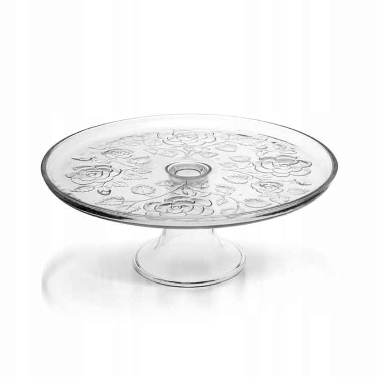 Szklana tortownica, patera na nóżce, na tort ciasto EDWANEX Rose 31cm