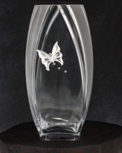 Wazon szklany na kwiaty zdobiony "Motyl" (007) 32cm