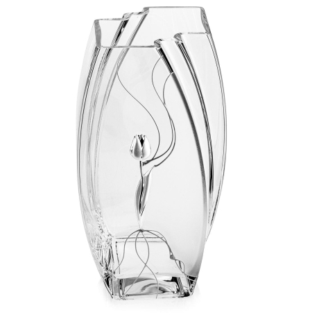 Przejdź do produktu Wazon szklany na kwiaty zdobiony (TS) 32cm