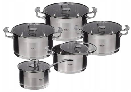 Przejdź do produktu Zestaw garnków ze stali nierdzewnej Hoffner 10 el. INDUKCJA HF-9948