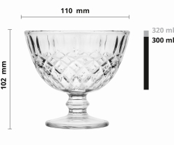 Pucharki na nóżce do deserów miseczki na lody szklane 300 ml 6szt