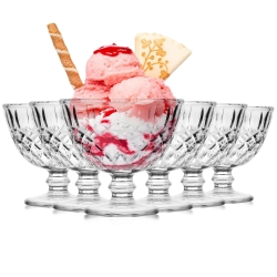 Pucharki na nóżce do deserów miseczki na lody szklane 300 ml 6szt