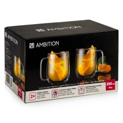 Szklanki kubki termiczne do kawy i herbaty AMBITION MIA 250ml 2szt