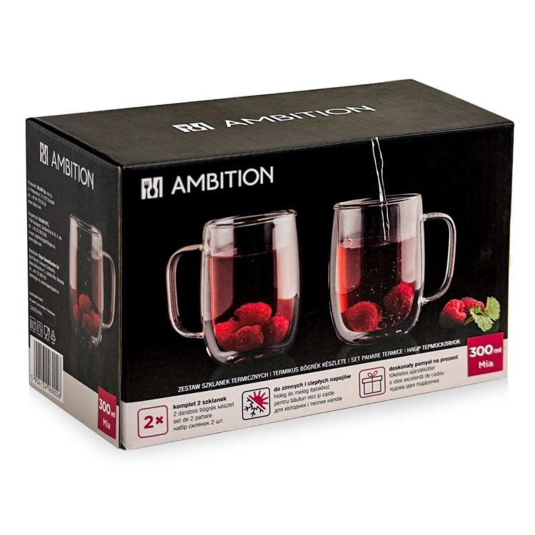 Szklanki kubki termiczne do kawy i herbaty AMBITION MIA 300ml 2szt