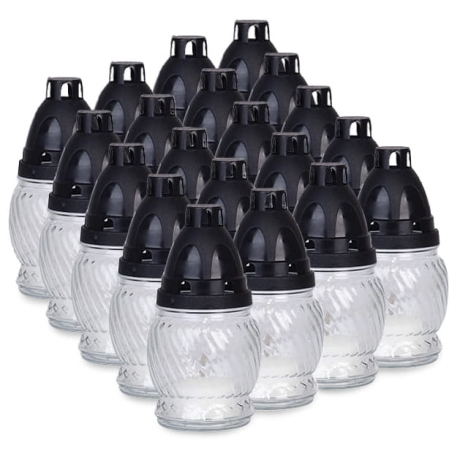 Przejdź do produktu Znicze szklane z wkładem bezbarwne Zniczplast 13 cm / ~6-8h / 25g - 20szt