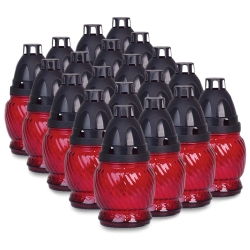 Znicze szklane z wkładem czerwone Zniczplast 13 cm / ~6-8h / 25g - 20szt