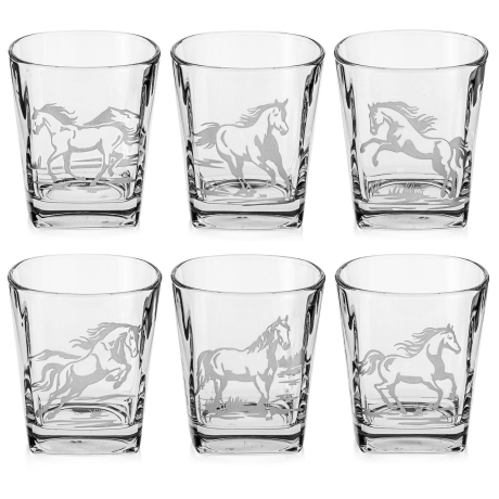 Przejdź do produktu Szklanki do whisky "KONIE" kwadratowe 300 ml 6 szt. w pudełku Szklanka.pl