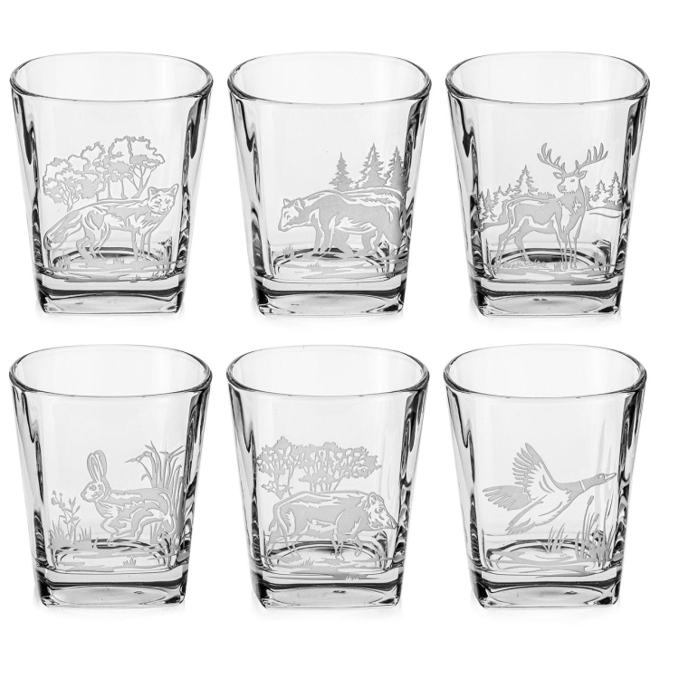 Szklanki do whisky Myśliwskie kwadratowe 300 ml  | 6 szt. w pudełku szklanka.pl