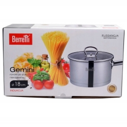 Rondel ze stali nierdzewnej z pokrywką Berretti Gemini 18cm BR-2837