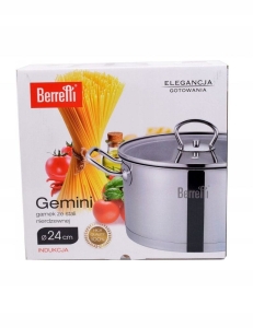 Garnek ze stali nierdzewnej z pokrywką Berretti Gemini 24cm BR-0949