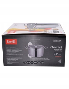 Garnek ze stali nierdzewnej z pokrywką Berretti Gemini 24cm BR-0949