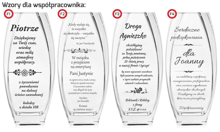 Wazon z grawerem (412) - wzory dla współpracownika