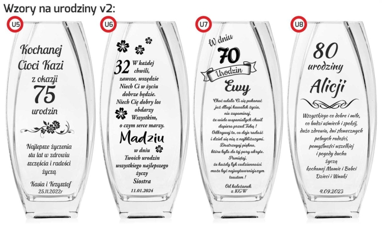 Wazon z grawerem (412) - wzory urodzinowe v2