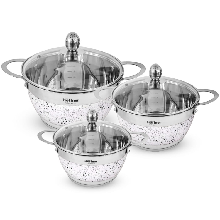 Zestaw garnków ze stali nierdzewnej Hoffner 6 el HF-4452 Biały
