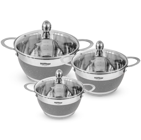 Przejdź do produktu Zestaw garnków ze stali nierdzewnej Hoffner 6 el HF-4452 Szary
