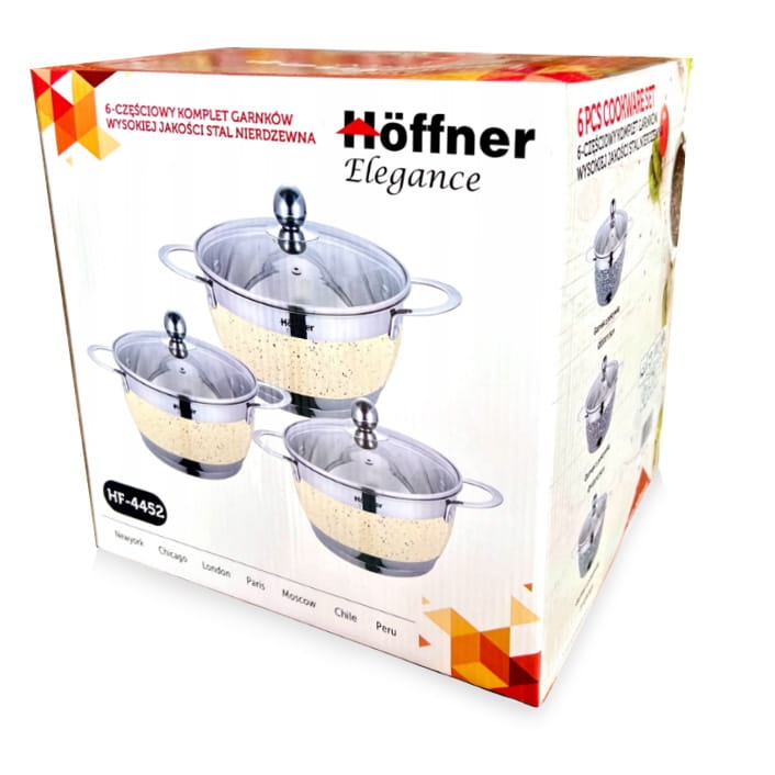 Zestaw garnków ze stali nierdzewnej Hoffner 6 el HF-4452 Niebieski