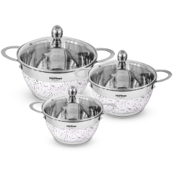 Zestaw garnków ze stali nierdzewnej Hoffner 6 el HF-4452 Biały