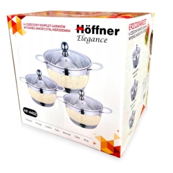 Zestaw garnków ze stali nierdzewnej Hoffner 6 el HF-4452 Biały