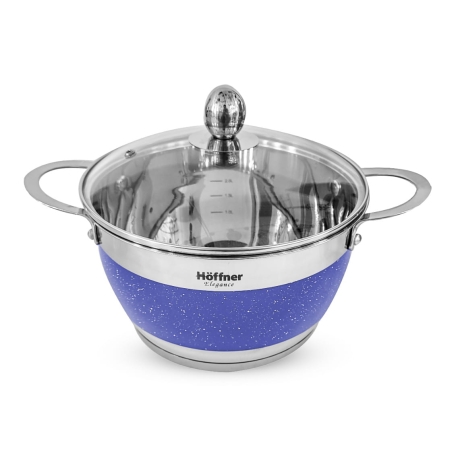 Przejdź do produktu Zestaw garnków ze stali nierdzewnej Hoffner 6 el HF-4453 Niebieski
