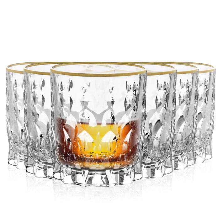Kryształowe szklanki do whisky ze złotym paskiem Bohemia Conte 340ml 6szt