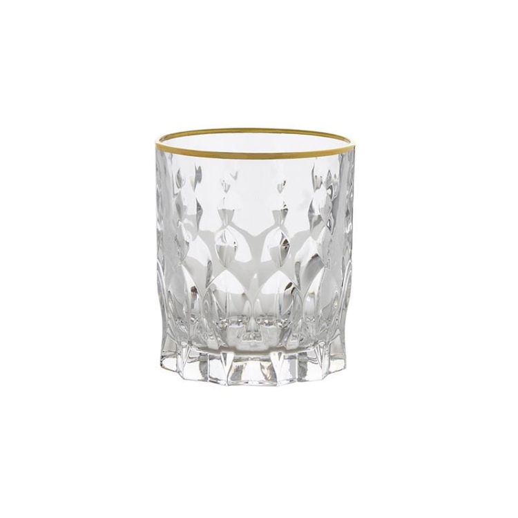 Kryształowe szklanki do whisky ze złotym paskiem Bohemia Conte 340ml 6szt
