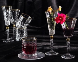 Kryształowe szklanki do whisky ze złotym paskiem Bohemia Conte 340ml 6szt