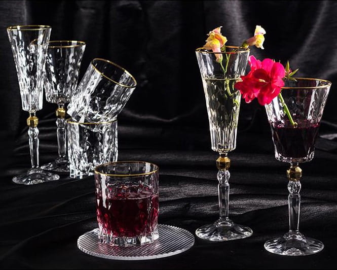 Kryształowe szklanki do whisky ze złotym paskiem Bohemia Conte 340ml 6szt