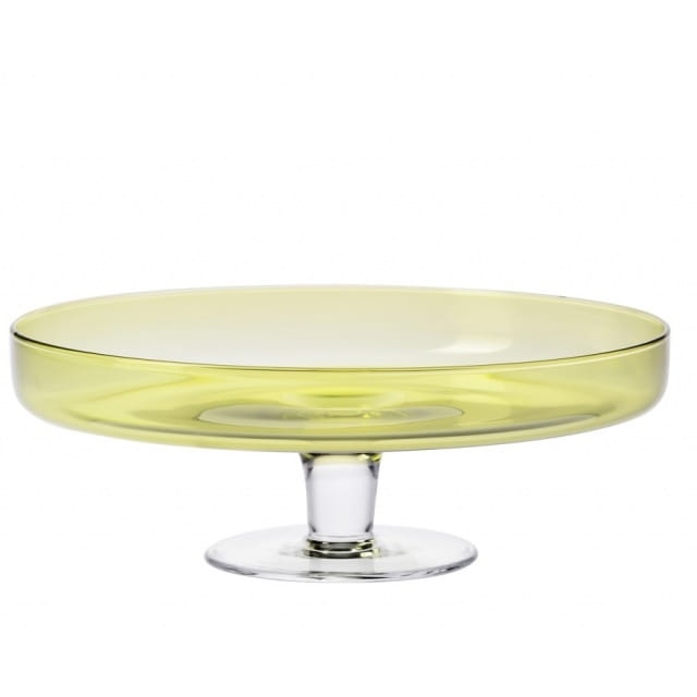 Patera szklana na tort ciasta KROSNO zieleń oliwkowa 28cm