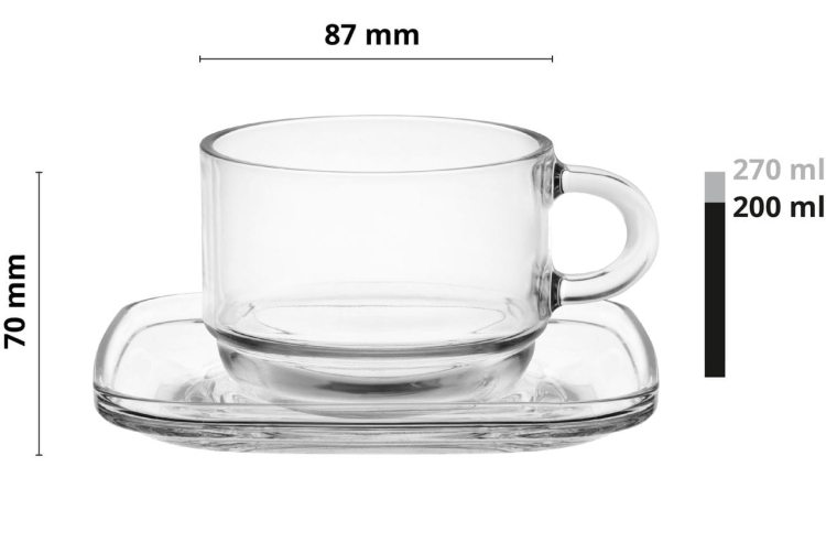 Komplet kawowy LAV Cozy 200ml 12szt 6 osób - szklane filiżanki