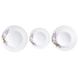 Komplet obiadowy z porcelany Zestaw talerzy dla 6 osób Koko Lawenda 18el