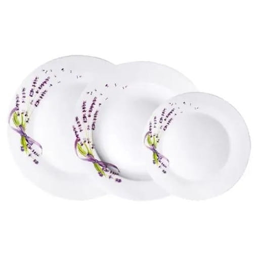 Komplet obiadowy z porcelany Zestaw talerzy dla 6 osób Koko Lawenda 18el