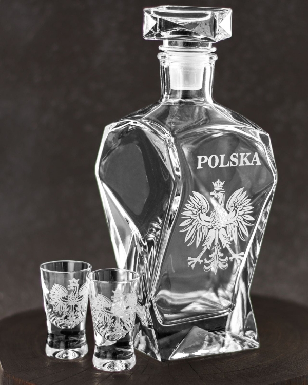 Zestaw do wódki 4+1 - ORZEŁ - Godło Polska (Łamana + 4x 25ml)