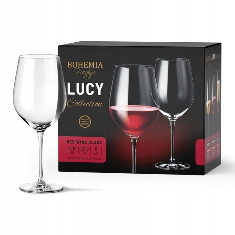 Kieliszki do wina czerwonego BOHEMIA Lucy 600ml 6szt